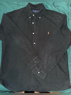 Ralph Lauren Black Long-Sleeve Button-Down Shirt with Polo Pony